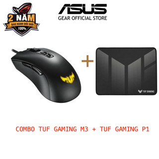 Combo chuột game có dây ASUS TUF GAMING M3 công thái học + Bàn di chuột ASUS TUF GAMING P1 cao cấp (260mm x 360mm))