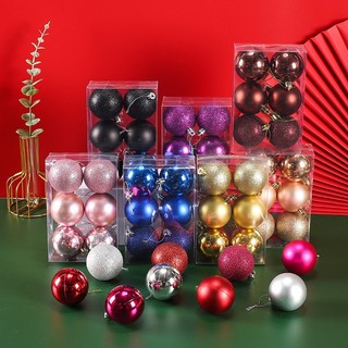 Hộp Quả Châu Noel Phủ Nhũ Kim Tuyến Size 10cm/8/6/4cm Cao Cấp Trang Trí Giáng Sinh Noel
