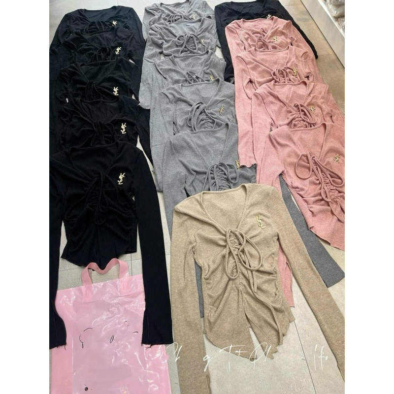 Áo Len Tay Loe Xẻ Vạt Rút Dây Nhún Eo Kèm Tag YLS Hàng Loại 1