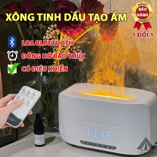 Máy tạo ẩm xông tinh dầu ngọn lửa V2 Loa Bluetooth + đồng hồ báo thức bản cao cấp