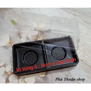SET 50-100 HỘP NHỰA ĐỰNG BÁNH ĐẾ ĐEN 2 NGĂN. MỖI NGĂN 6 X 6 X 6.3 CM x 4 CM