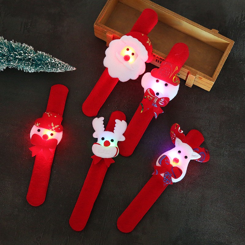 Qùa tặng noel Vòng tay nhung cuộn có đèn les cho bé và học sinh trang trí giáng sinh