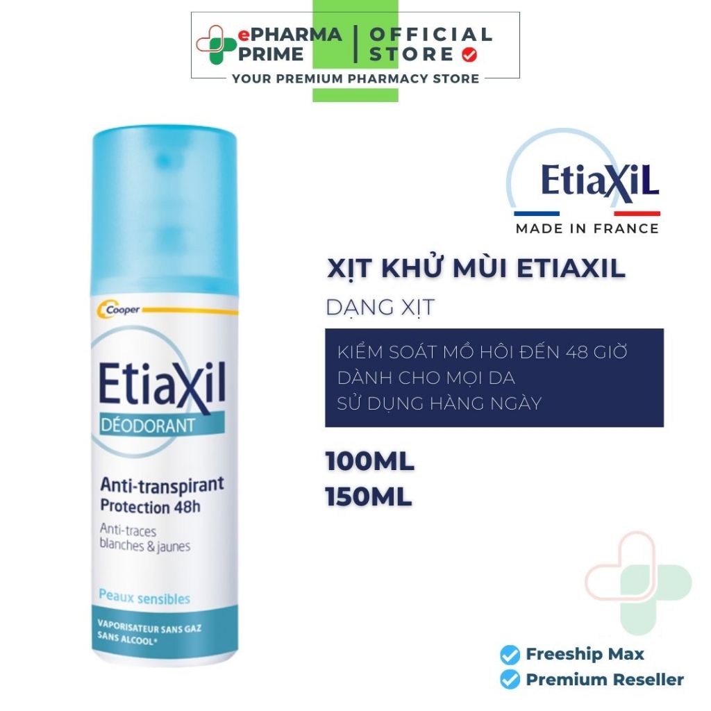 Xịt Khử Mùi EtiaXil Pháp Hàng Ngày 48h Dành Cho Nam Nữ