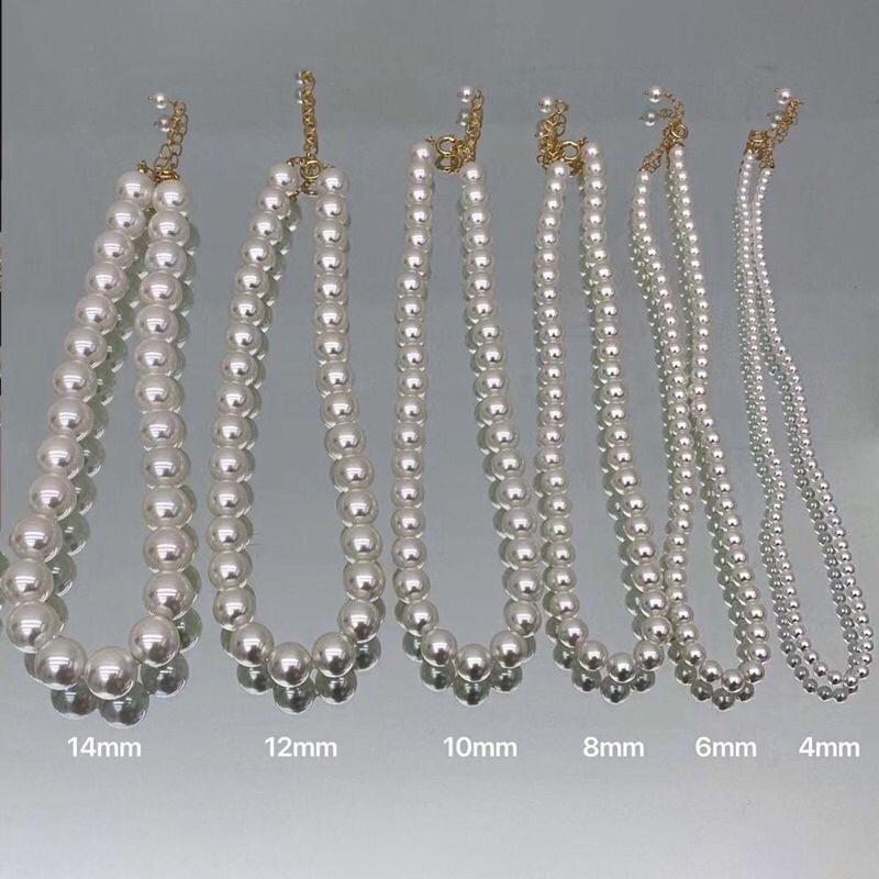 Dây chuyền hạt châu trắng phối trang phục hàng ngày xinh xắn dễ thương