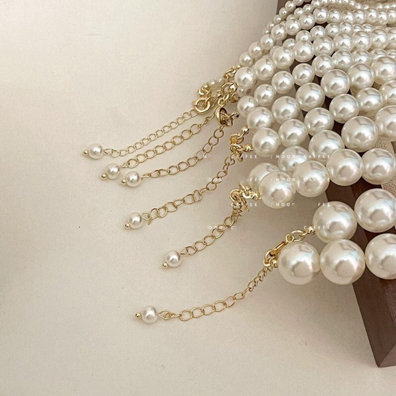 Dây chuyền hạt châu trắng phối trang phục hàng ngày xinh xắn dễ thương