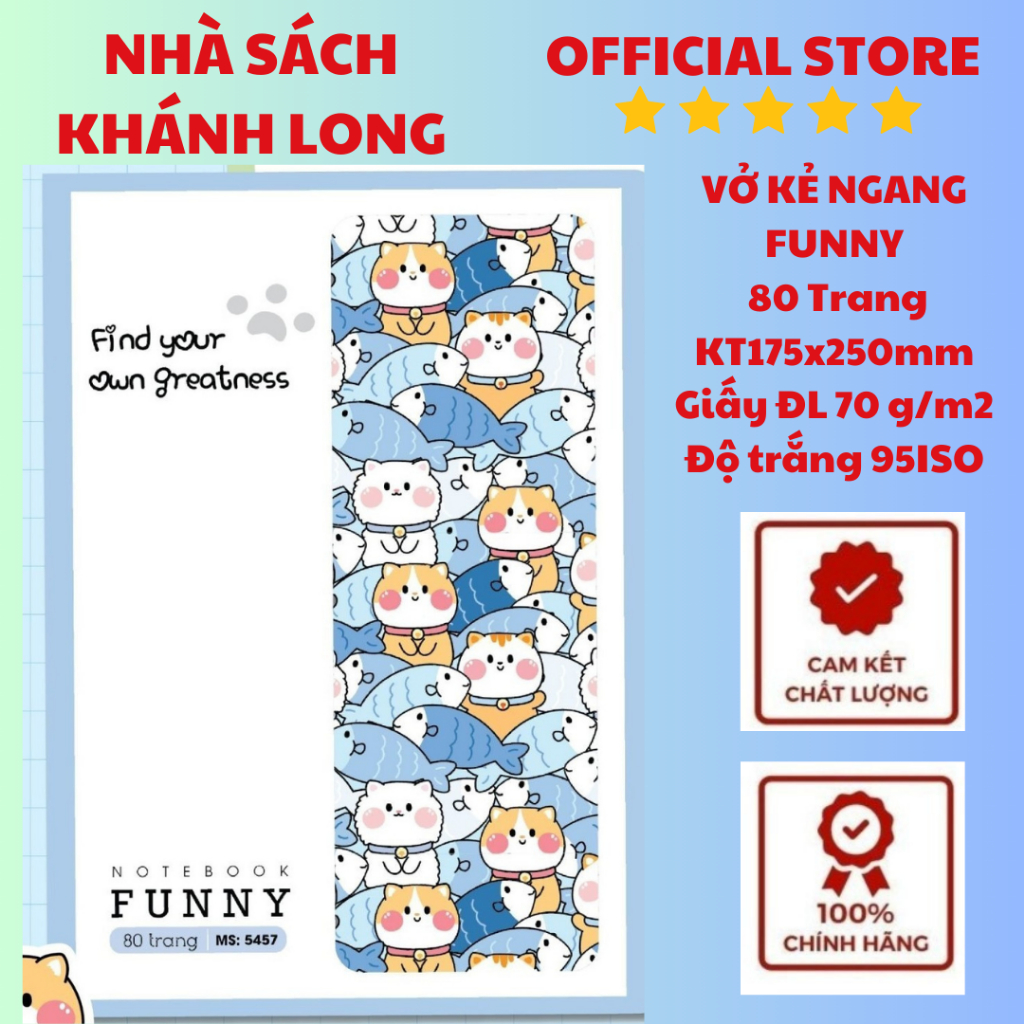 VỞ KẺ NGANG FUNNY CAO CẤP ( 80,120,200 TRANG)