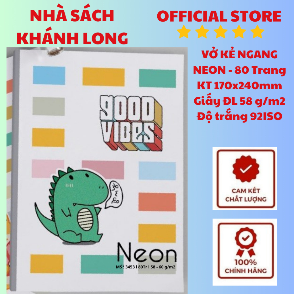 VỞ KẺ NGANG NEON 80 TRANG