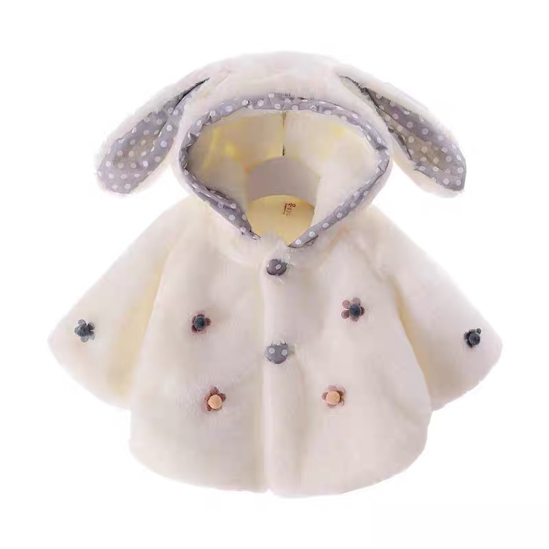 Áo khoác lông tai thỏ 2 lớp cho bé gái từ 4-15kg Hàng Quảng Châu xuất khẩu AD13