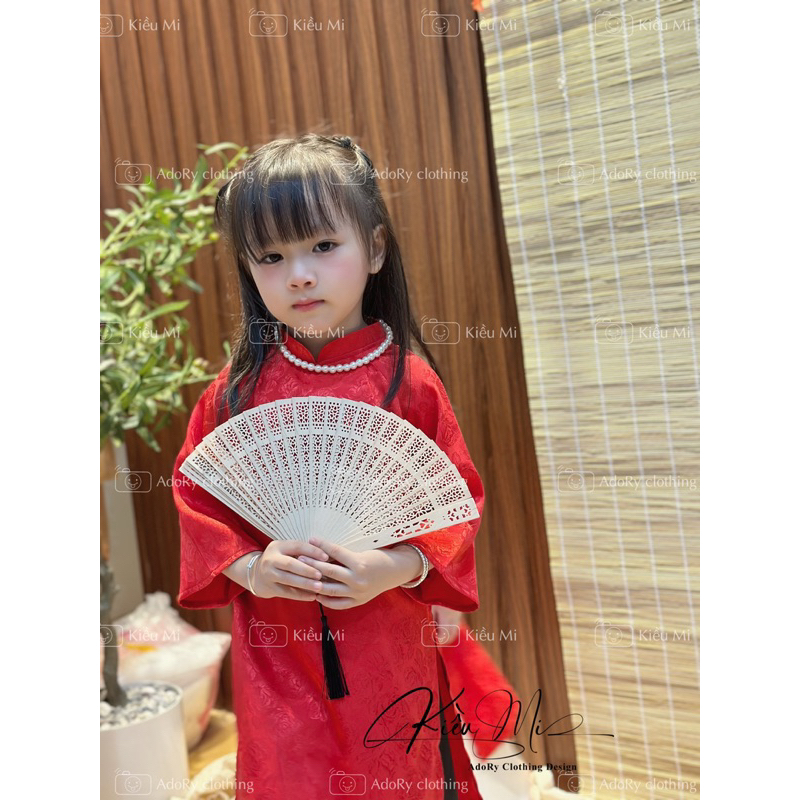 Áo dài đỏ chất gấm siêu đẹp 2023