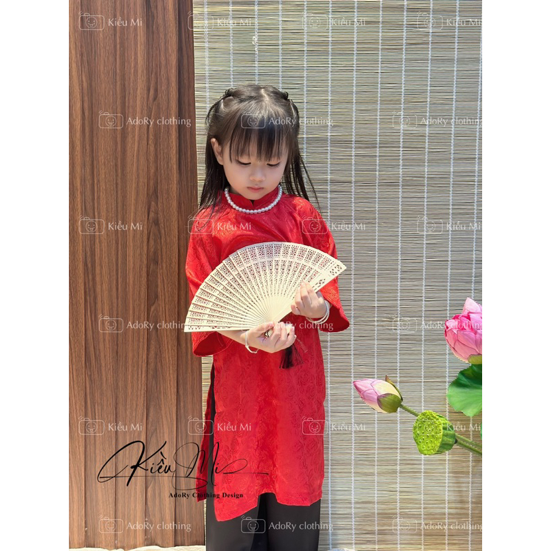 Áo dài đỏ chất gấm siêu đẹp 2023