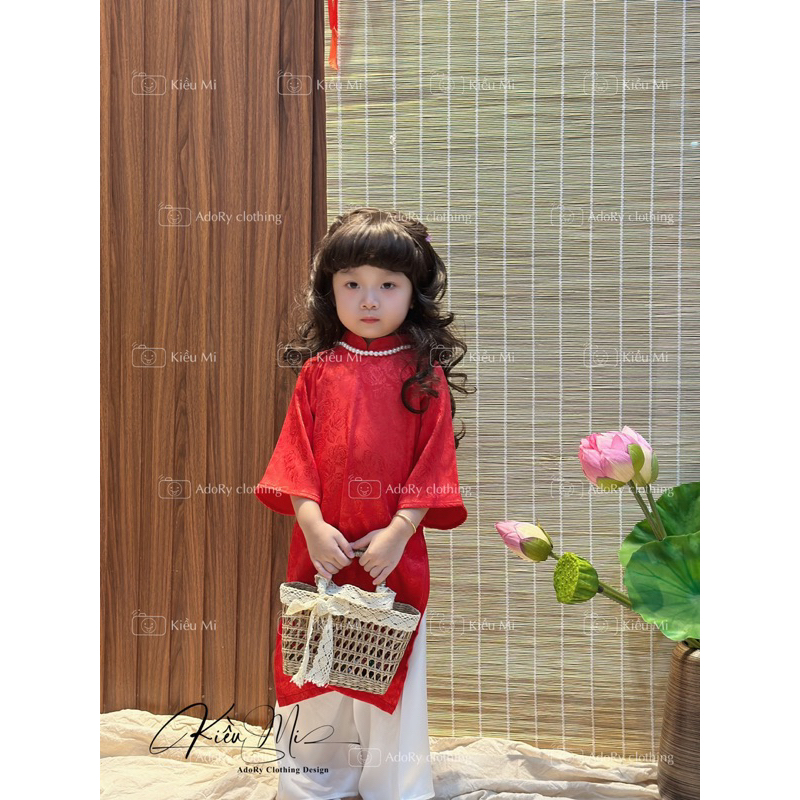 Áo dài đỏ chất gấm siêu đẹp 2023