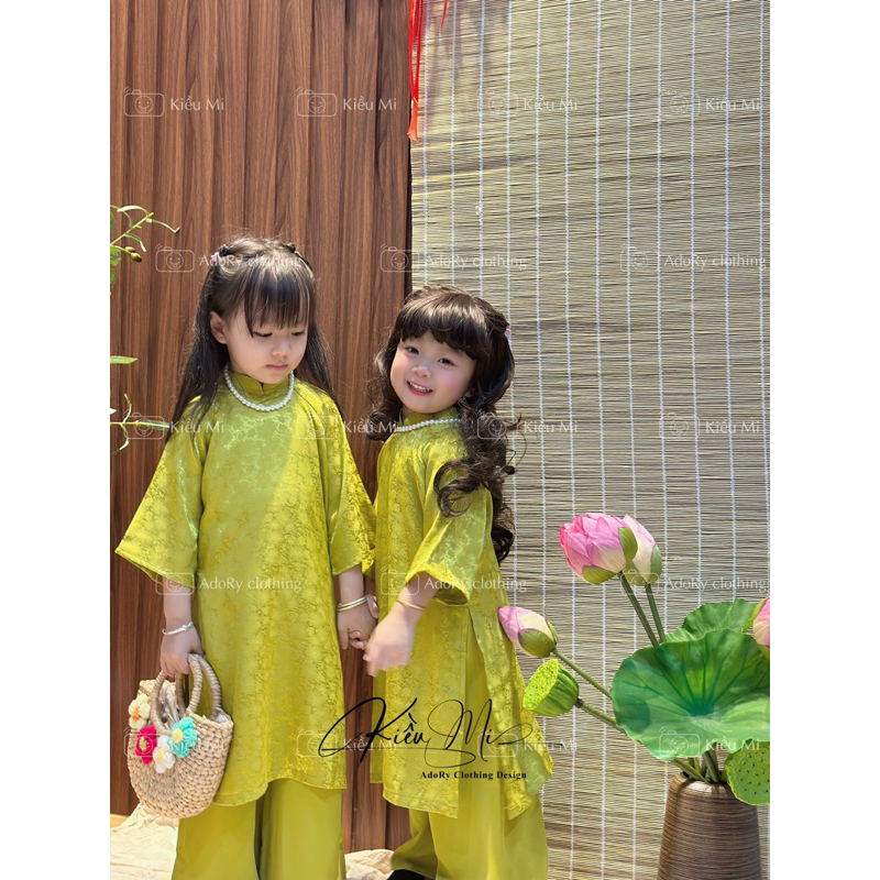Áo dài gấm chất siêu đẹp cho bé 8-42kg♥️
