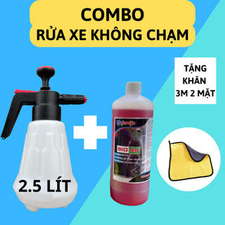 Dung dịch không chạm bio45+bình tạo bọt rửa xe 2,5 lít, khăn 3m 2 mặt