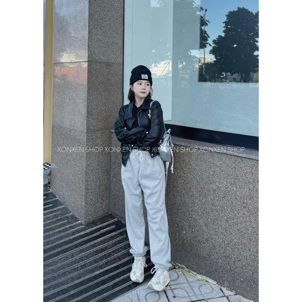 Áo Khoác Da XONXEN SHOP HUẾ Crop Cổ Bẻ Bo Chun 1257