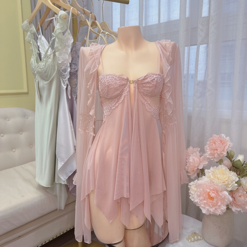 SP049/200CH Set Váy ngủ hai dây voan satin sexy cao cấp Đầm mặc nhà gợi cảm quyến rũ có tặng kèm chip SP439