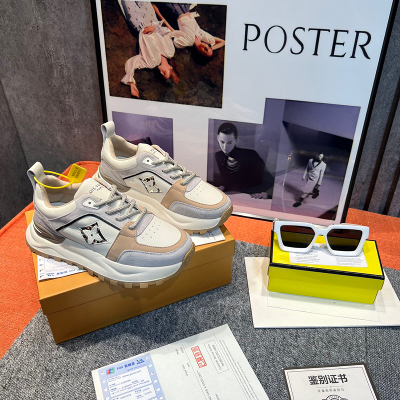 Giày thể thao sneaker lv hoạ tiết viền đen pha fullbox