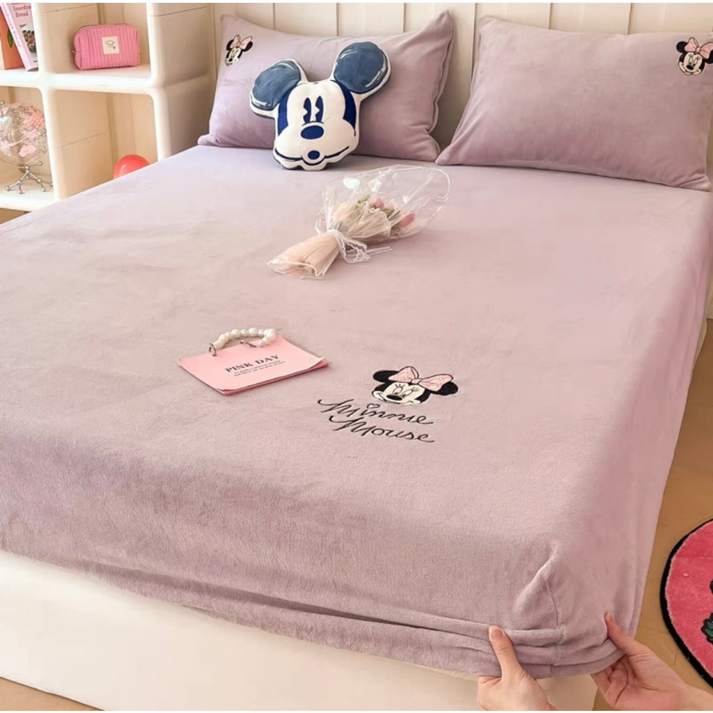 Ga Gối Nhung Sữa Disney, Sét Ga Kèm 2 Vỏ Gối Nhung Sữa Hoạ Tiết Disney Vô Cùng Xinh Xắn