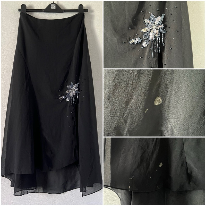 H2433 chân váy đen dài si