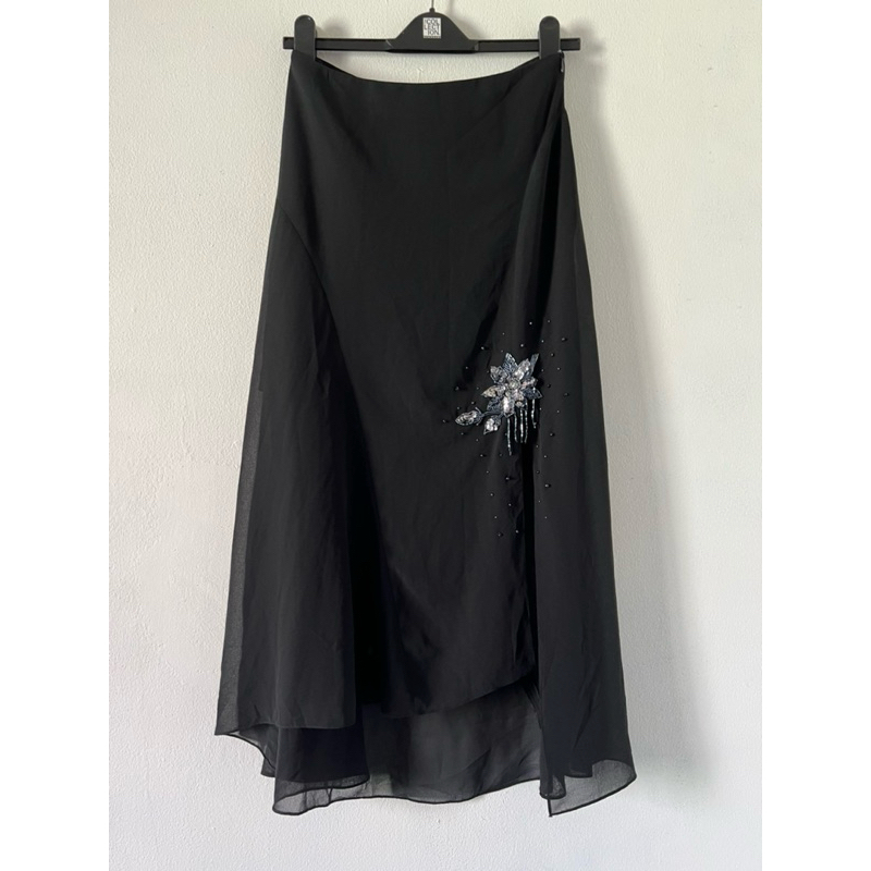 H2433 chân váy đen dài si
