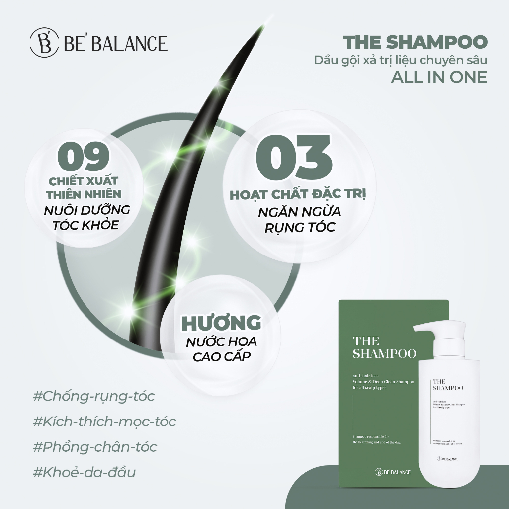 [Mua 1 tặng 1] Combo 2 Chăm Sóc Tóc Bebalance Dầu gội The Shampoo 500ml và 2 Dầu ủ The Water Treament 150ml