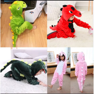 Bộ áo liền quần hình khủng long xanh cho bé 3-12 tuổi(không kèm theo bàn chân)