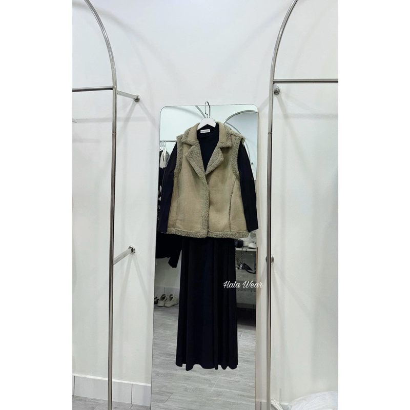 Áo gile da lộn cổ vest