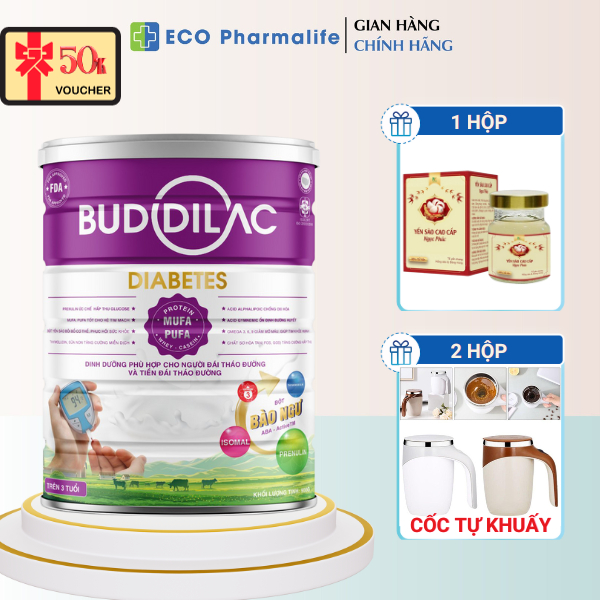 Sữa Bột BUDDILAC Diabetes Cho Người Tiểu Đường Hộp 400g/ 900g Ổn Định Đường Huyết Ngăn Ngừa Mỡ Máu