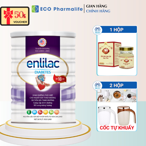 Sữa Cho Người Tiểu Đường Enlilac Diabetes Lon 400gr/900gr Giúp Ổn Định Đường Huyết, Tốt Cho Tim Mạch