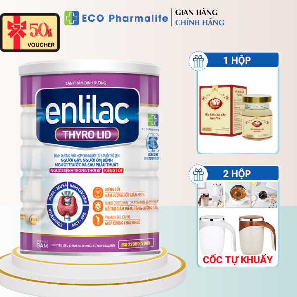 Sữa Bột ENLILAC Thyro Lid Dành Cho Người Bệnh Kiêng Iod Lon 400g Bổ Sung Omega 3 Và Khoáng Chất