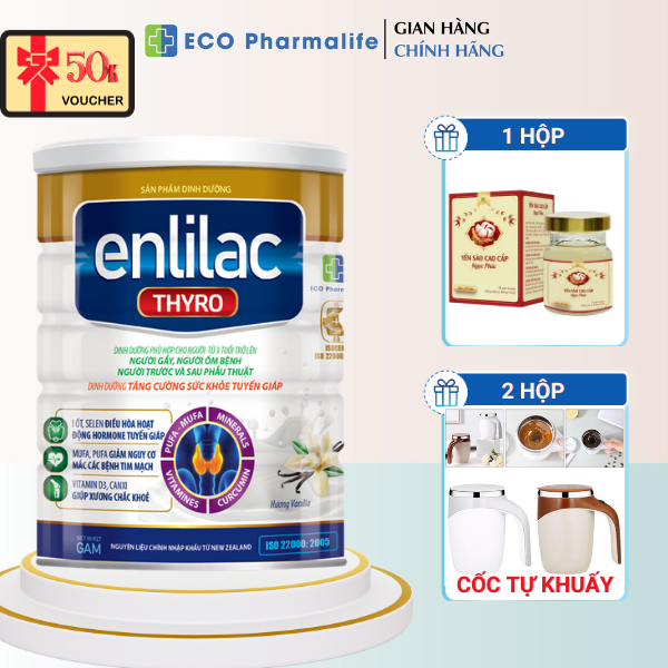 Sữa Bột Dành Cho Người Mắc Tuyến Giáp ENLILAC Thyro Lon 400g Bổ Sung Canxi Và Vitamin D3 Hỗ Trợ Ngăn Ngừa Bệnh Tim Mạch