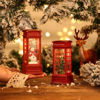  Đồ trang trí Giáng Sinh tại nhà hình bốt điện thoại bằng nhựa có đèn Phuong Decor 