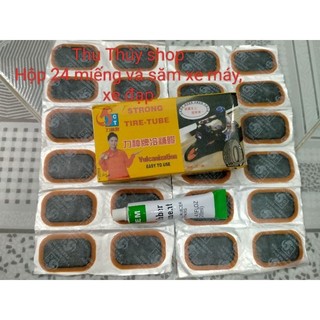 Miếng vá săm (vá ruột) xe đạp, xe máy (hộp gồm 24 miếng vá to hoặc 48 miếng vá nhỏ vá và 01 lọ keo)