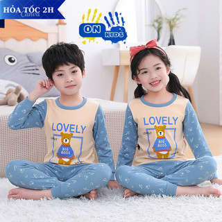 Bộ dài tay bé gái ONKIDS sét đồ ngủ dài tay bé trai cotton họa tiết trẻ em 13-40kg