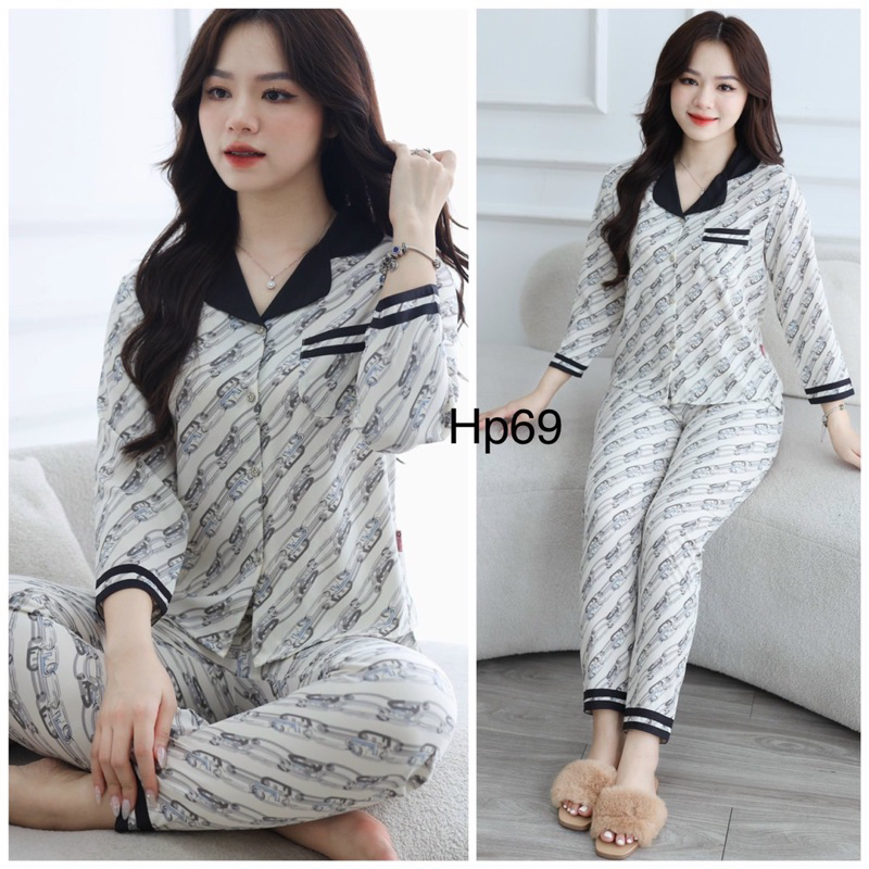 Set Pyjama siêu xinh tay dài chất lụa thái
