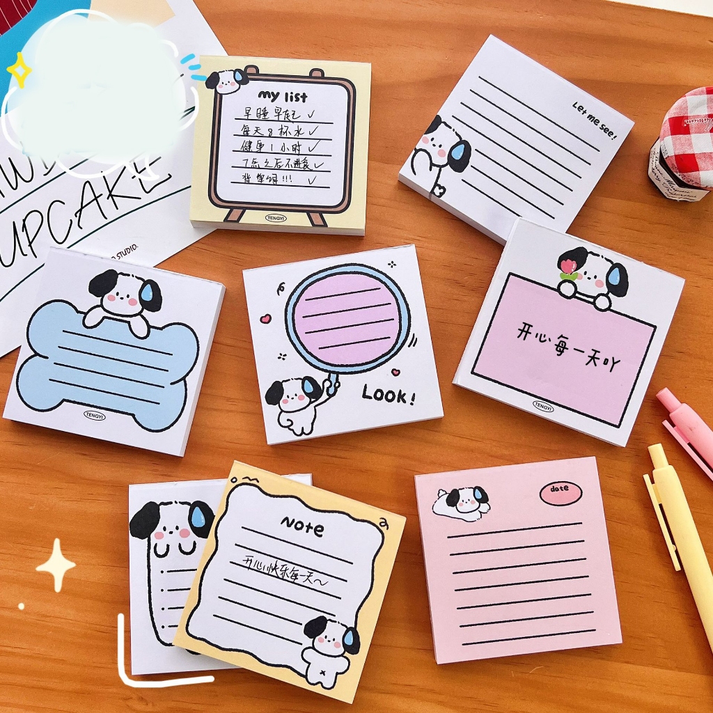 Giấy note ghi chú bản vuông Pkbeoshop set 80 tờ giấy ghi chú 8*8cm không có keo dán họa tiết hoạt hình dễ thương N12