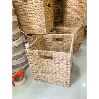   HOẢ TỐC  Giỏ cói lục bình vuông giỏ đựng quần áo hộp đựng phụ kiện hộp đựng vật dụng phong cách Vintage 