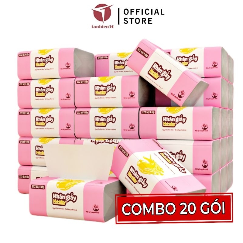 Khăn Giấy Ngựa Vàng Hanky Mẫu Mới Cao Cấp 300 Tờ 4 Lớp Siêu Dai Siêu Mịn