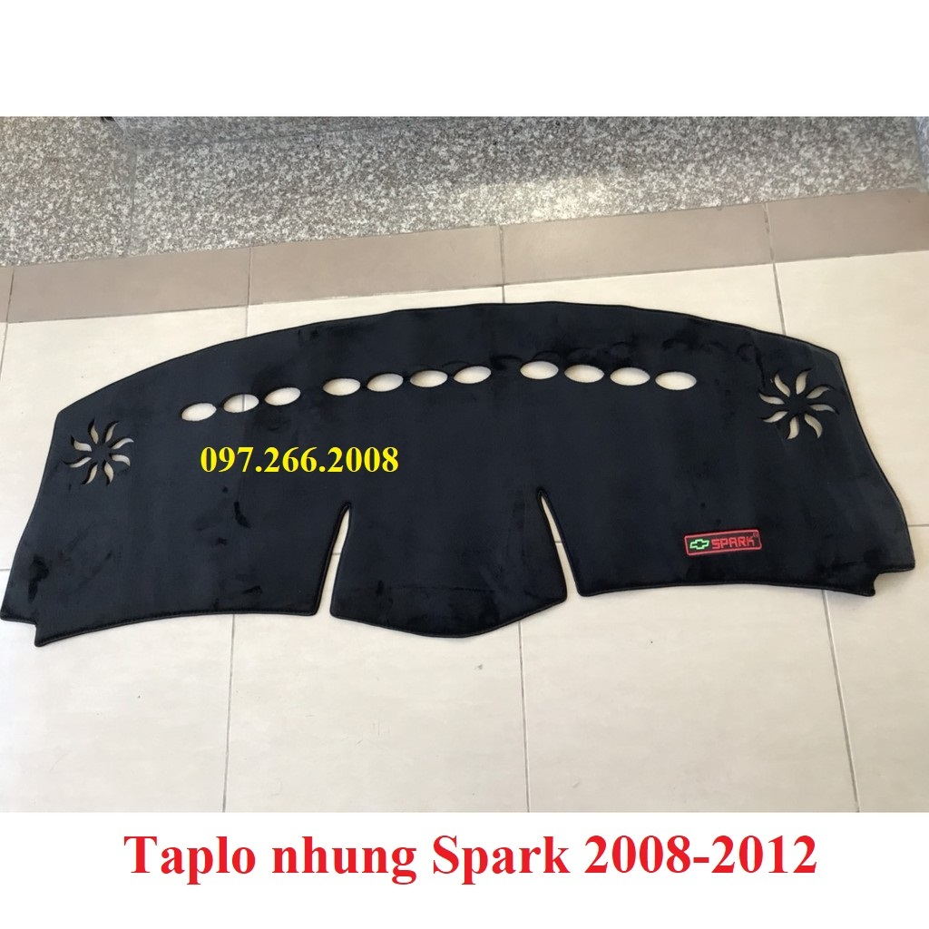 Thảm taplo nhung xe Chevrolet Spark đời 2008- 2009 2010 2011 2012 -Hàng lông cừu 3 lớp chống trượt, chống nắng hiệu quả
