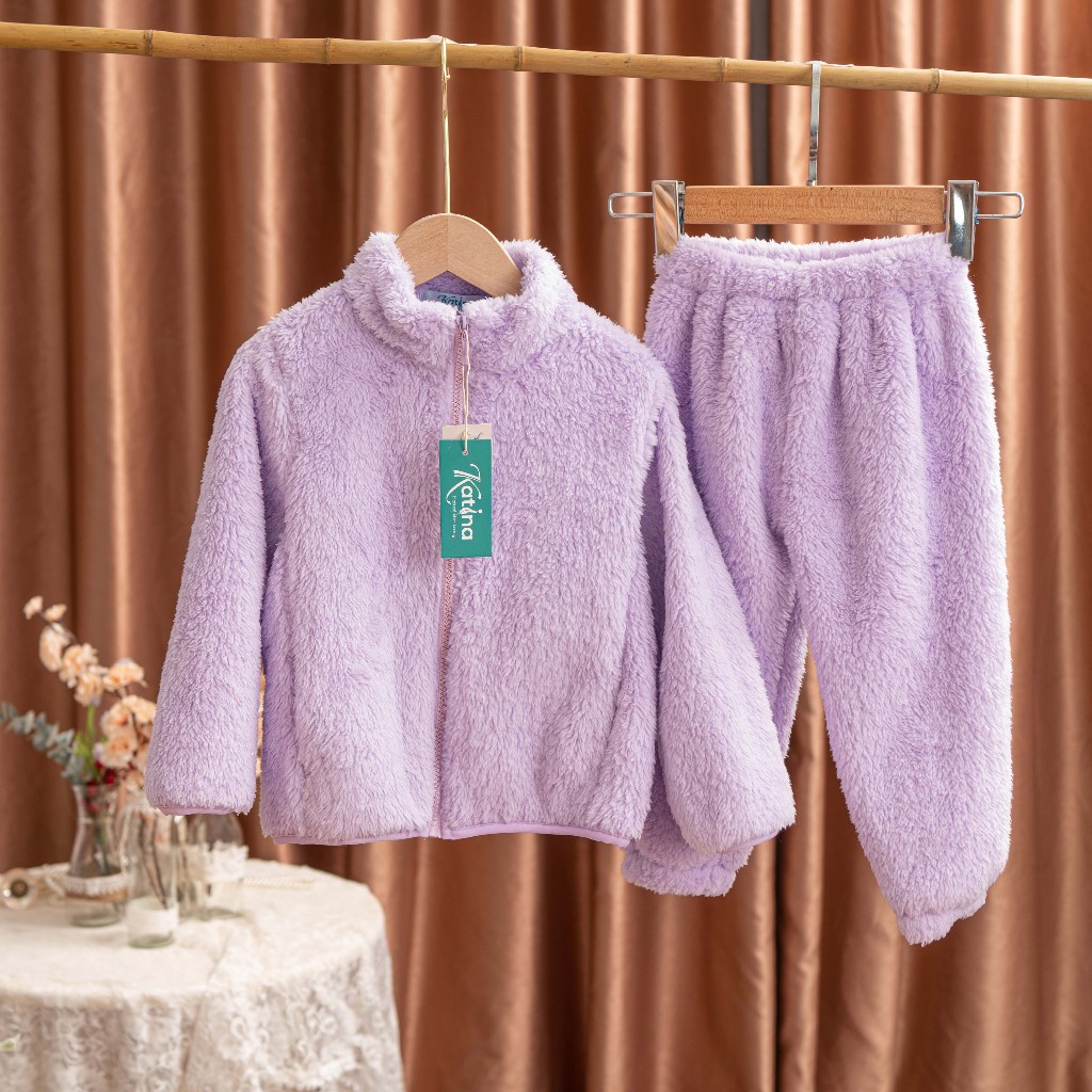 Áo khoác lông cừu Katina cho bé trai & bé gái mặc mùa thu đông ấm áp