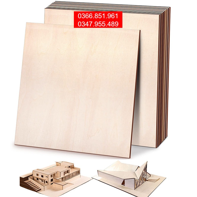 Gỗ ép chuyên dụng 2 mặt thông  siêu nhẹ làm máy bay mô hình lắp giáp DIY, nội thất thu nhỏ handmade 3mm, 5mm