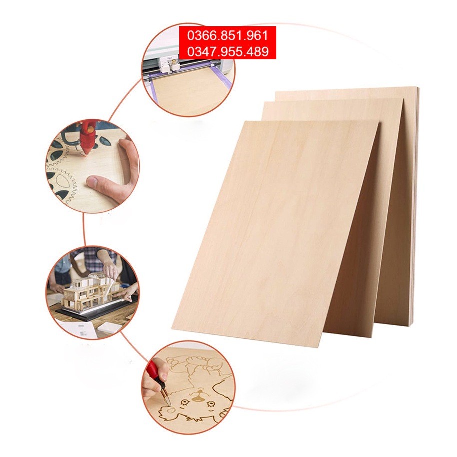 Gỗ ép chuyên dụng 2 mặt thông  siêu nhẹ làm máy bay mô hình lắp giáp DIY, nội thất thu nhỏ handmade 3mm, 5mm