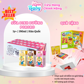 Sữa dinh dưỡng pororo hàn quốc vị chuối/ dâu/ socola, sữa tươi pororo hộp 190ml