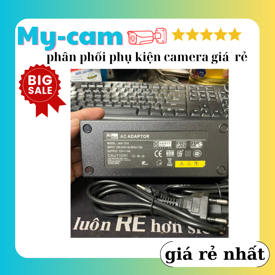 Nguồn Acbel 12V 10A Chính hãng có đèn báo, 12V 10A, Nguồn Adapter 12v -10A 120w chuyên dùng cho máy bơm mini, bơm đôi 7A