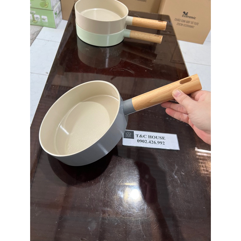 Chảo Chống Dính Tròn 20cm Đáy Từ Ecoramic 3 Màu Không Kén Bếp