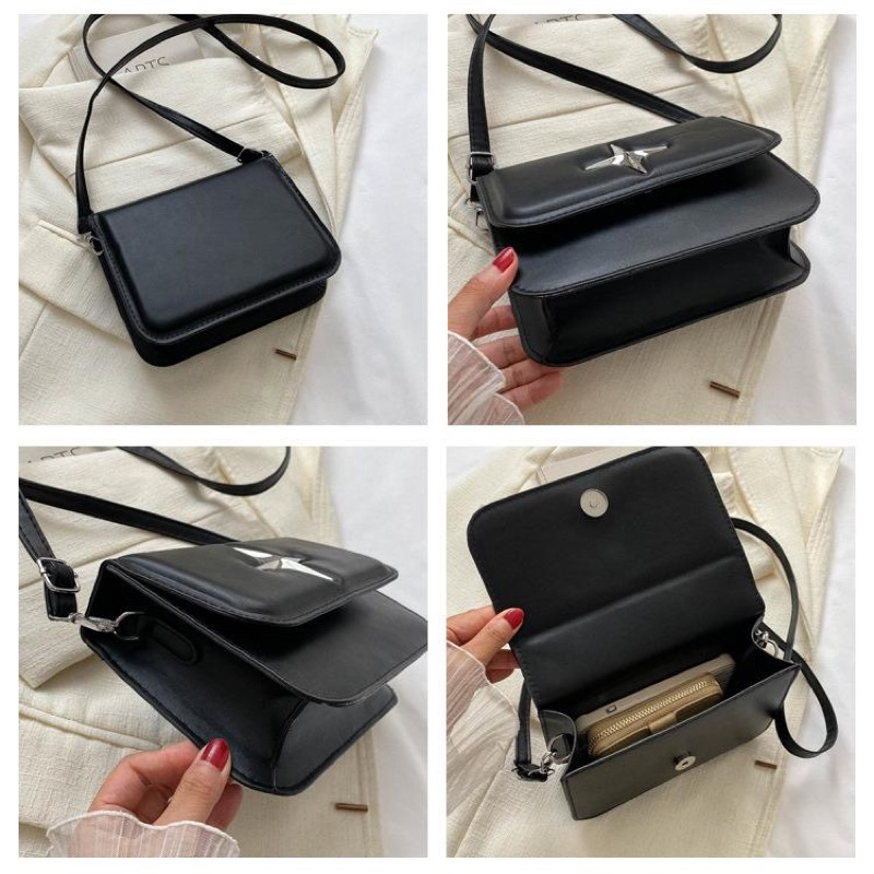 Túi Xách Nữ Túi Đeo Chéo Đeo Vai Basic Phối Ngôi Sao Phong Cách Hàn Quốc QG Store