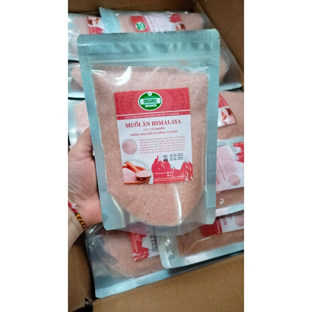 Muối hồng Hymalaya Pakistan hạt mịn gói 500g (hàng chuẩn)