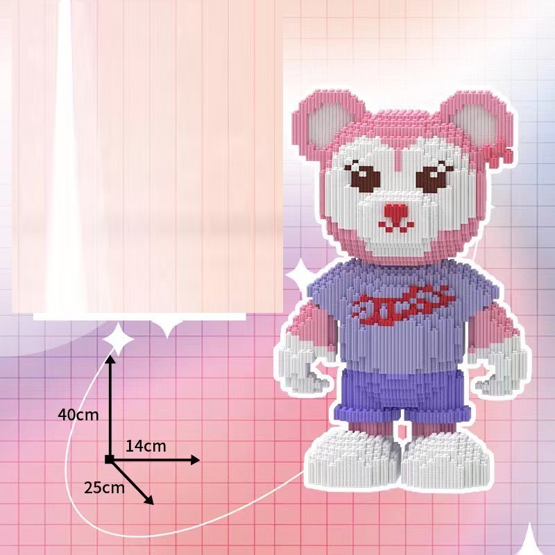 Bộ lắp ghép nhân vật gấu Teddy cao 40cm - tặng kèm đèn led và búa gõ chi tiết