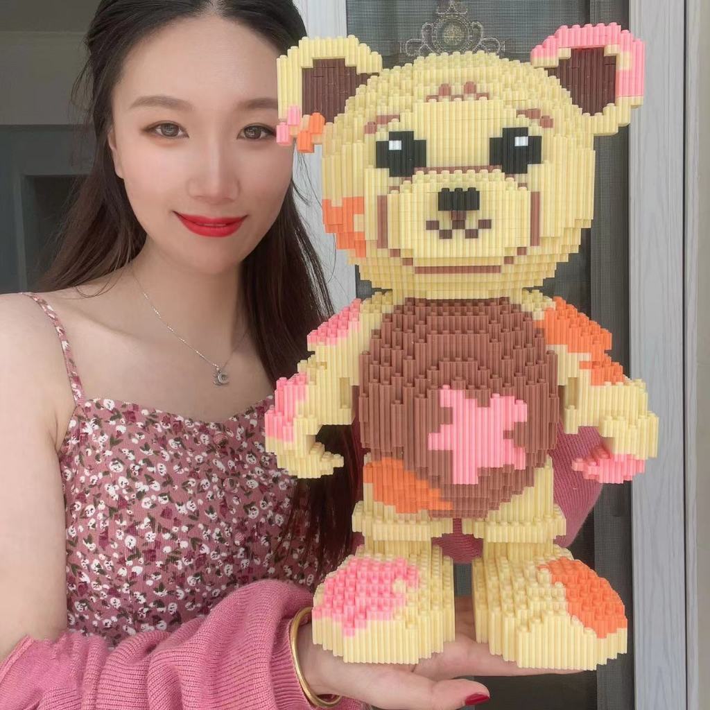 Bộ lắp ghép nhân vật gấu Teddy cao 40cm - tặng kèm đèn led và búa gõ chi tiết
