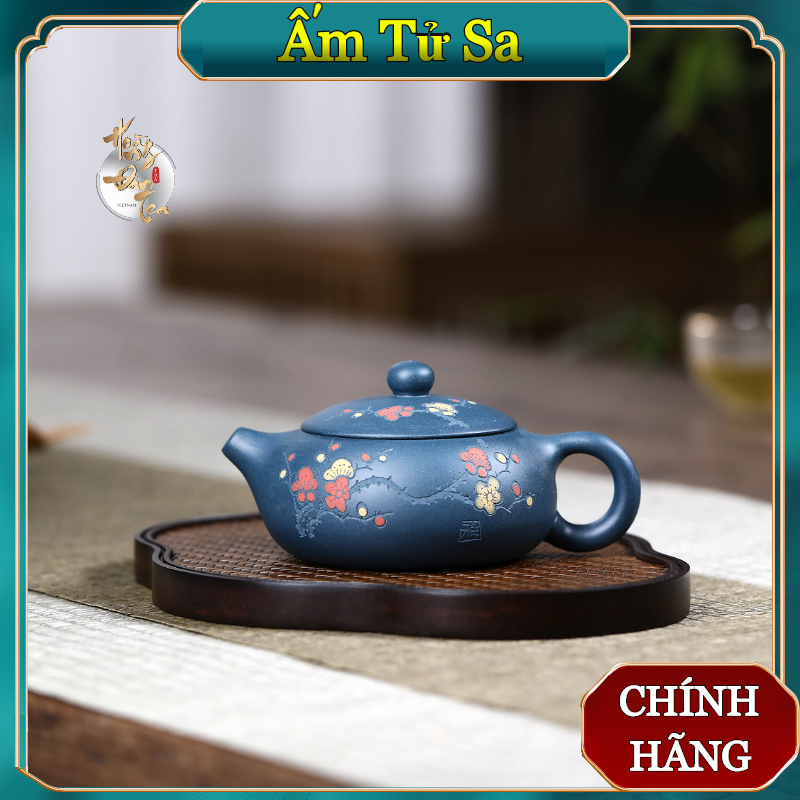 Ấm Trà Đất Tử Sa Tây Thi Thiên Thanh Nê 200ML Hoa Đào - Bình Uống Pha Trà Đạo Gốm Sứ Cao Cấp Có Giấy Chứng Nhận