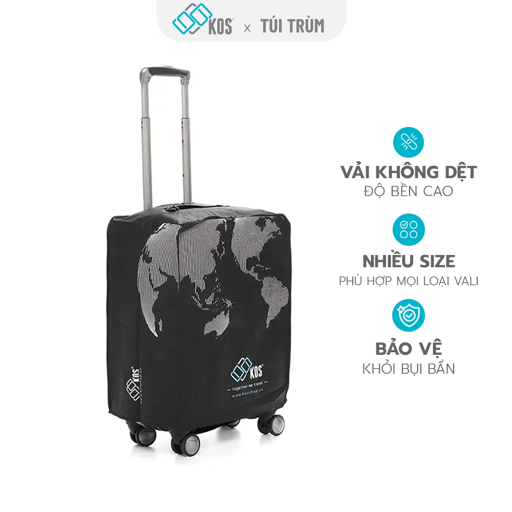 Túi trùm vali vải không dệt - đen - Size S 20 inch/ M 26 inch/ L 30 inch